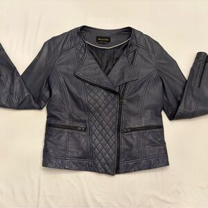 Massimo Dutti Quilted Leather Moto Jacket